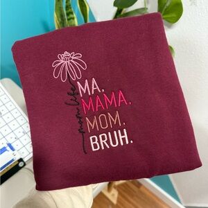 Gildan Women's Crew Neck Sweater - Burgundy with Embroidery